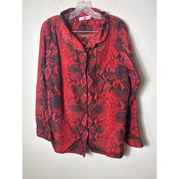 Buddy Love Black and Red Snake Print PJ Set Sz L - Picture 1 of 2